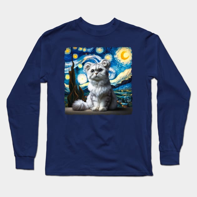 American Curl Starry Night Inspired - Artistic Cat Long Sleeve T-Shirt by starry_night